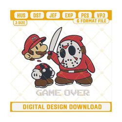 Jason Voorhees And Mario Game Over Embroidery Files, Super Mario Halloween Embroidery Designs.jpg