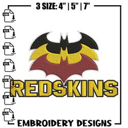 batman symbol washington redskins embroidery design, washington redskins embroidery, nfl embroidery, sport embroidery.,a