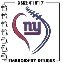 heart new york giants embroidery design, new york giants embroidery, nfl embroidery, sport embroidery, embroidery design