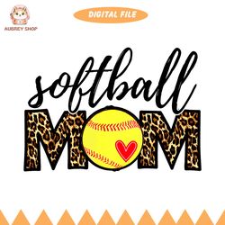 softball mom leopard plaid heart baseball sport png