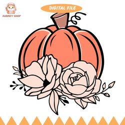 pumpkin svg, thanksgiving svg, fall svg, floral pumpkin png, autumn svg, halloween svg