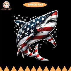 shark american flag usa 4th of july funny boys girls kids png