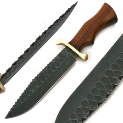 beautiful stainless steel red fiber bowie knife
