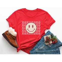 smiley face valentines day shirt, valentine's day shirt, xoxo valentine shirt, valentines sweatshirt, valentines day gif