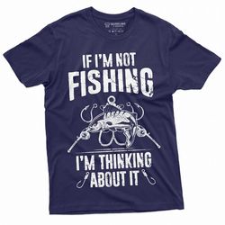 men's funny fishing thinking about it t-shirt fishing hobby tees dad grandpa husband gift ideas humor saying shirt for h