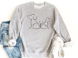 cat dog lover sweatshirt, cat lover gift, dog lover gift, dog lover crewneck, cat dog pullover sweatshirt, animal lover