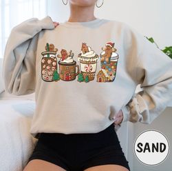 gingerbread christmas coffee shirts, christmas coffee sweatshirt, women holiday sweater, xmas tee, coffee lover gift, la