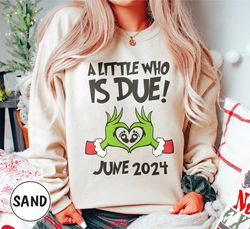 grinchmas pregnancy announcement sweatshirts, xmas pregnant maternity movie shirt, holiday gender reveal gift for expect