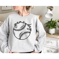game day baseball sweatshirt, game day softball sweatshirt, baseball shirts for women, sports mom shirt, mothers day gif