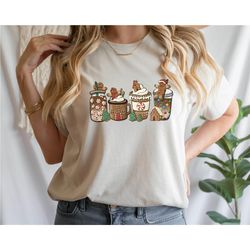 gingerbread christmas coffee latte shirt, christmas coffee tee, coffee lover shirt, cute women's holiday shirt, funny ho