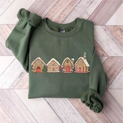 Gingerbread Cookie Houses Sweatshirt, Christmas Cookies Shirt, Holiday Sweater, Womens Holiday Sweatshirt, Christmas Shi