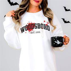 woodsboro horror film sweatshirt, scream halloween sweater, spooky ghost hoodie, halloween gift for horror movie lover,