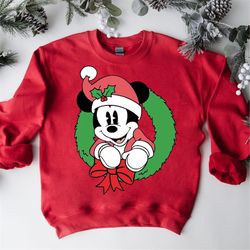 mickey face christmas 2023 shirt, mickey christmas shirt, vintage disney christmas shirt, , mickey santa hat, gift for h