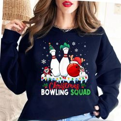 christmas bowling squad dabbing santa funny christmas, bowling christmas santa hat xmas lights t shirt, bowling christma