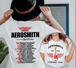 aerosmith farewell tour 2023 shirt, rock music shirt, rock band concert tour shirt, the black crowes time, aerosmith mer