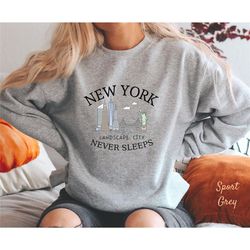 new york sweatshirt, usa trip sweatshirt, city travel sweatshirt, never sleeps sweatshirt, landscape city unisex shirt