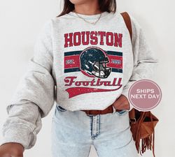 houston football sweatshirt, vintage houston crewneck, retro houston sweatshirt, houston varsity sweatshirt, texas footb