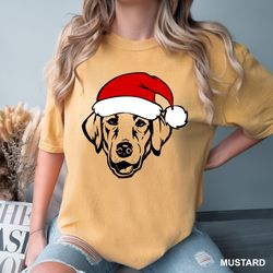 labrador dog with santa hat tshirt, labrador christmas shirt, labrador dog tee, comfort colors christmas dog shirt, cr02