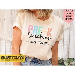 personalized pre-k teacher shirt, custom name shirt, pre-k teacher shirt, pre-k teacher team shirts, back to school, fir