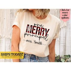 one merry principal shirt, personalized principal christmas shirt, merry principal shirt, teacher holiday shirt, princip