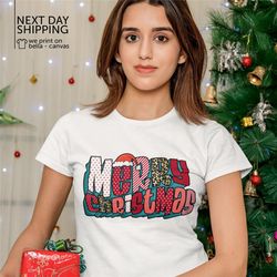 merry christmas shirt cute christmas family t-shirt women's christmas tee holiday sweatshirt santa hat christmas hodie m