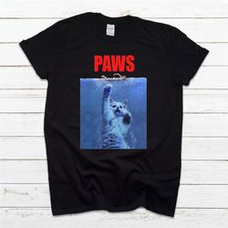 paws cat t shirt, kitten meow parody hipster t shirt 466