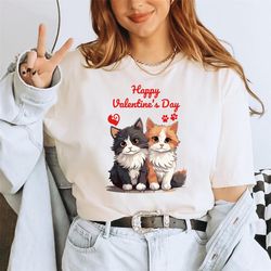 chemise chat saint-valentin, chemise amoureux des chats, chemise chats heureux saint-valentin, chemise chat mignon, chem