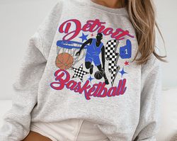 retro groovy detroit piston crewneck sweatshirt \ t-shirt, pistons sweater, pistons tshirt, vintage detroit basketball f