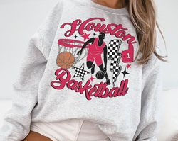 retro groovy houston rocket crewneck sweatshirt \ t-shirt, rockets sweater, rockets t-shirt, vintage houston basketball