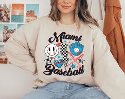 vintage miami marlin crewneck sweatshirt / t-shirt, retro groovy miami shirt, miami baseball game day shirt, retro marli