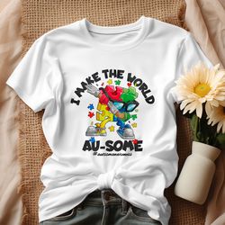 I Make The World Ausome Puzzle Piece Shirt