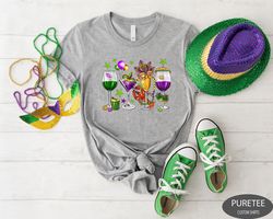 mardi gras drinking team sweatshirt, nola shirt, fat tuesday shirt, wine mardi gras beads shirt, mardi gras day, flower