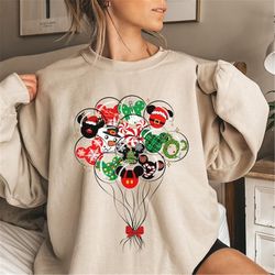 vintage disney world balloon christmas sweatshirt, disneyworld christmas hoodie, retro disney christmas shirt, disney fa