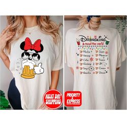 comfort colors mickey beer minnie wine shirt, epcot drinking around the world t-shirt, drinking around the world checkli