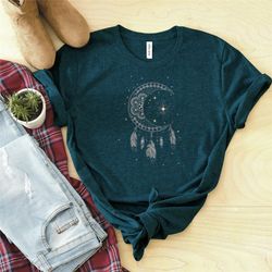 moon shirt, moon bohemian shirt, gift for moon lover, sun and moon shirt, moon t-shirt, women shirt, moon gift, gift for