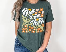 flowers tshirt, boho wildflowers floral nature shirt, tee, comfort colors, garment dyed, boho, oversized, vintage, art n