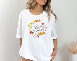 hello autumn shirt,autumn lover gift,autumn season shirt,cute fall shirt,autumn leaves shirt,autumn vibes,women fall app