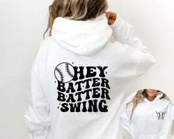 Hey Batter Batter Swing Sweatshirt, Baseball Game Gift Hoodie For Baseball Lover Birthday Gift, Retro Baseball Game, Bas