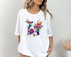 Hummingbird Shirt, Watercolor Birds T-shirt, Nature Tee, Watercolor Hummingbird, Bird Watercolor Shirt
