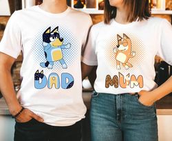 retro bluey family shirts  family matching shirts  bandit heeler shirt  bluey birthday tee  bandit chili bingo  bluey da