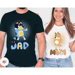 retro bluey family shirts | family matching shirts | bandit heeler shirt | bluey birthday tee | bandit chili bingo | blu