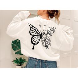 butterfly sweatshirt, floral butterfly sweatshirt, butterfly lover tee, animal sweatshirt, animal lover gift, butterfly