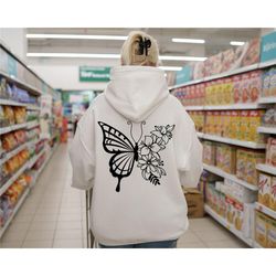 butterfly hoodie, floral butterfly sweatshirt, butterfly lover tee, animal sweatshirt, animal lover gift, butterfly grap