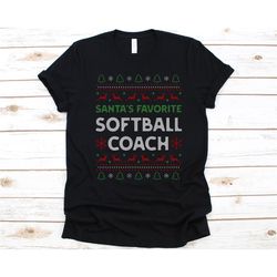 santa's favorite softball coach shirt, cute christmas design, christmas gift, softball lover graphic, softball coach shi