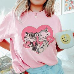 retro valentines day shirt, cat valentine shirt, valentines gift for her