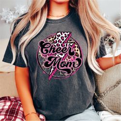 cheer mom shirt, cheer mom lightning bolt, leopard cheer mom, cheer mom gift, cheerleading mom shirt, football cheer mam