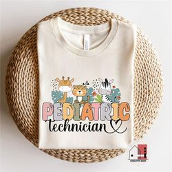 pediatric technician shirt, pediatric technician shirt gift with animals, nursing t-shirt, nurse life, nurse grad gift,