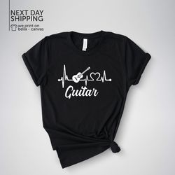 electric guitar heatbeat shirt musician shirt unisex guitar player gift jazz guitar shirt blues guitarist rock band gift