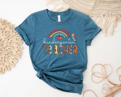 kindergarten teacher shirt, teacher leopard shirt, teacher rainbow shirt, back to school shirt, first day of school shir