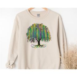 Mardi Gras Tree Sweatshirt, Saints Sweatshirt, Fat Tuesday Hoodie, Saints New Orleans, Mardi Gras Day Gift, Watercolor M